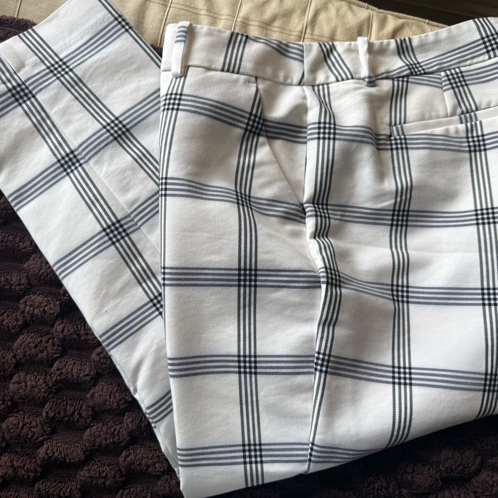 a new day Women's Plaid Pants in White and Black